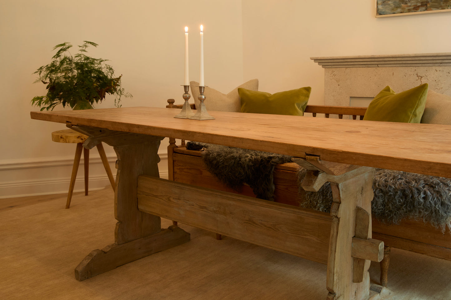 Swedish antique pine table - Marie - Louise Sjögren